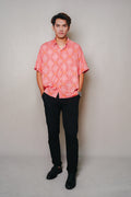 Men’s Sabah Motif Button-Up Shirt - Kandavai Salmon