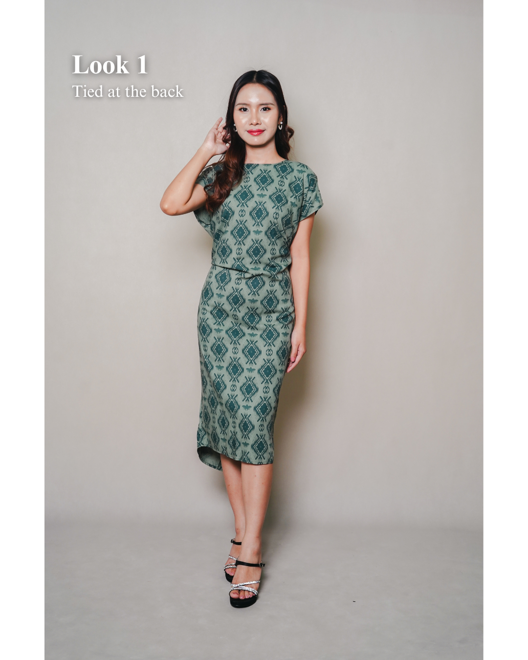batik green dress Batik Satin (Dusty Green) – GIO FABRICS main image 0