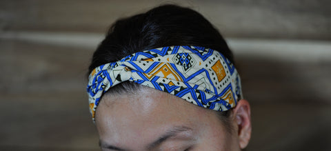 Turban Headband - Inompoling Cream Blue