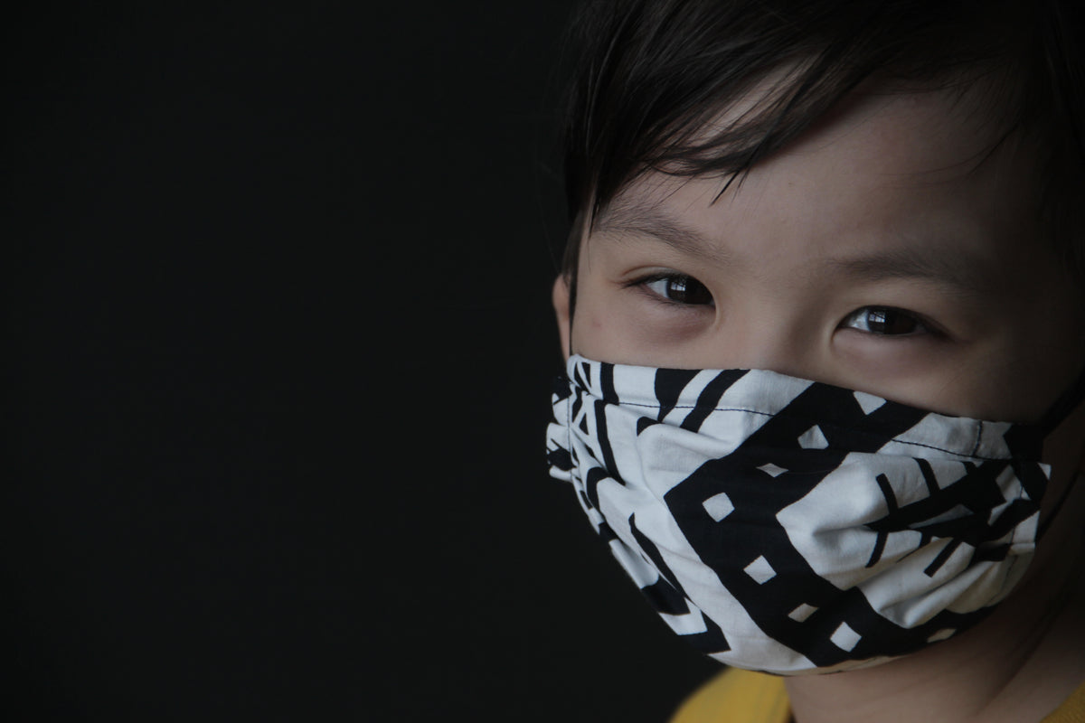 Kid's Face Mask - Kapas Black and White
